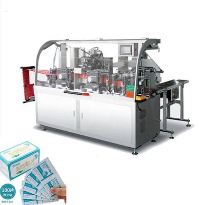 PLC automático lleno mojado 2.8KW de la empaquetadora de los trapos del cojín del alcohol