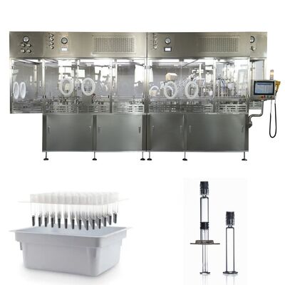 Máquina automática de relleno de jeringa precargada con tapa de cerradura de luer, máquina de relleno y taponado de jeringa de vidrio con gel