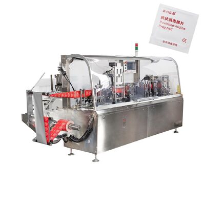 Máquina de embalaje de limpieza húmeda de sellado de 4 lados totalmente automática Máquina de embalaje de envases de alcohol de una sola bolsa